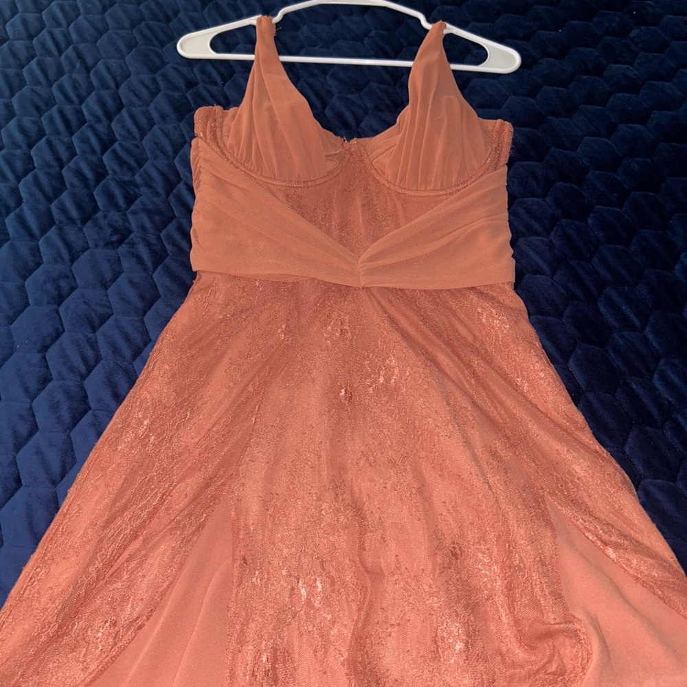 Oh Polly Dusty Rose Lace Mini Dress - Picture 3 of 4